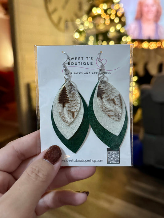 Christmas Tree Leaf Earrings