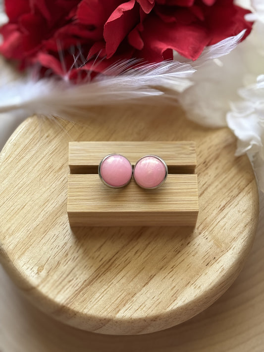 Pink Shimmer Stud Earrings