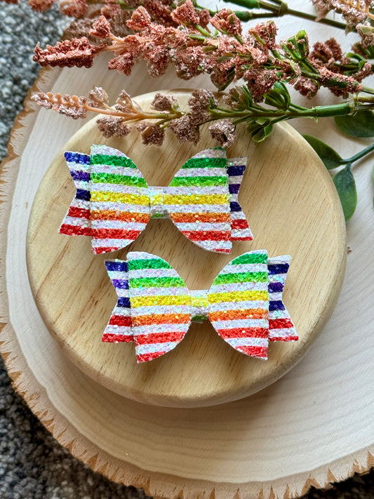 Small Leather Rainbow Stripe Piggies