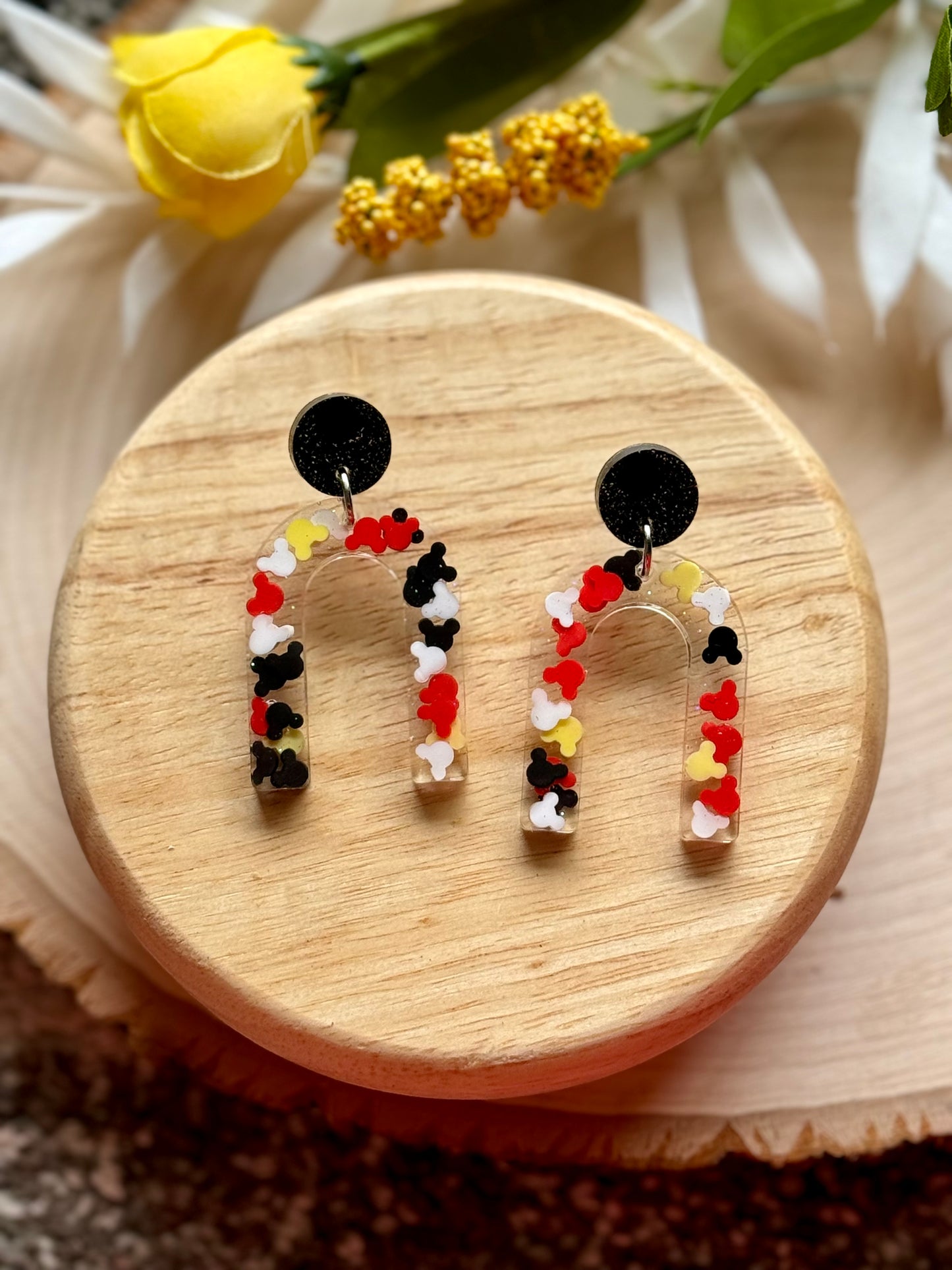 Mouse Black Resin Earrings