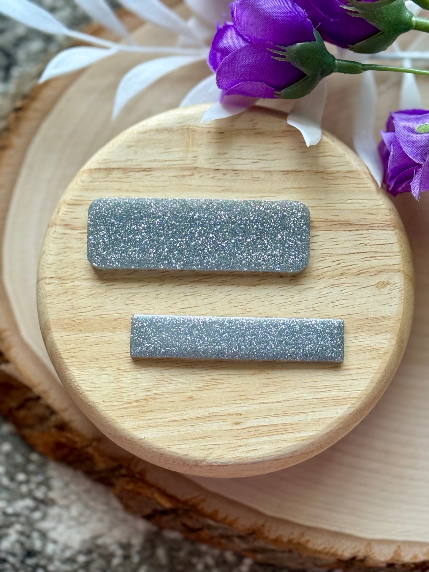 Silver Glitter Resin Clips