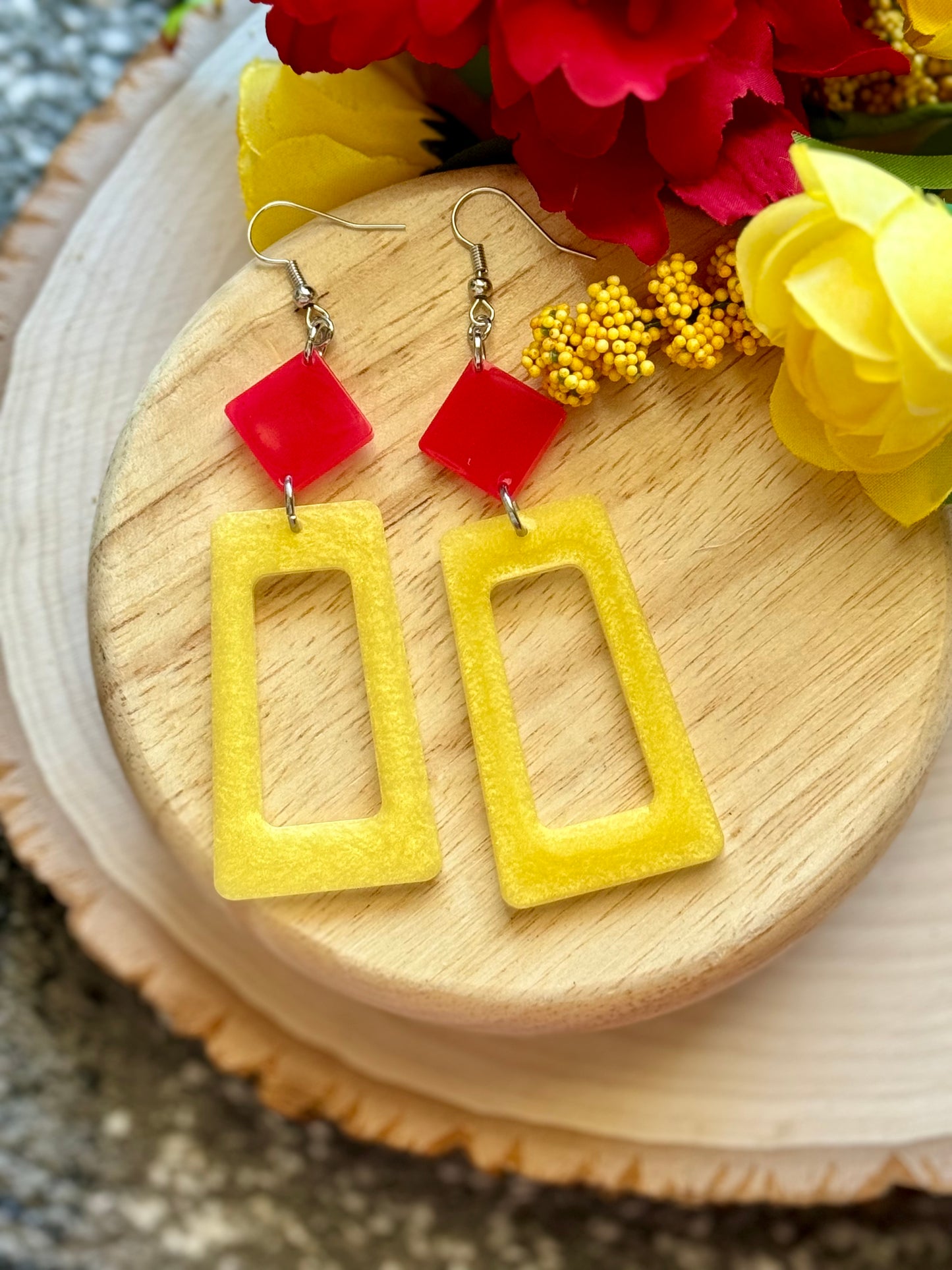 Chief Yellow and Red Resin Earrings