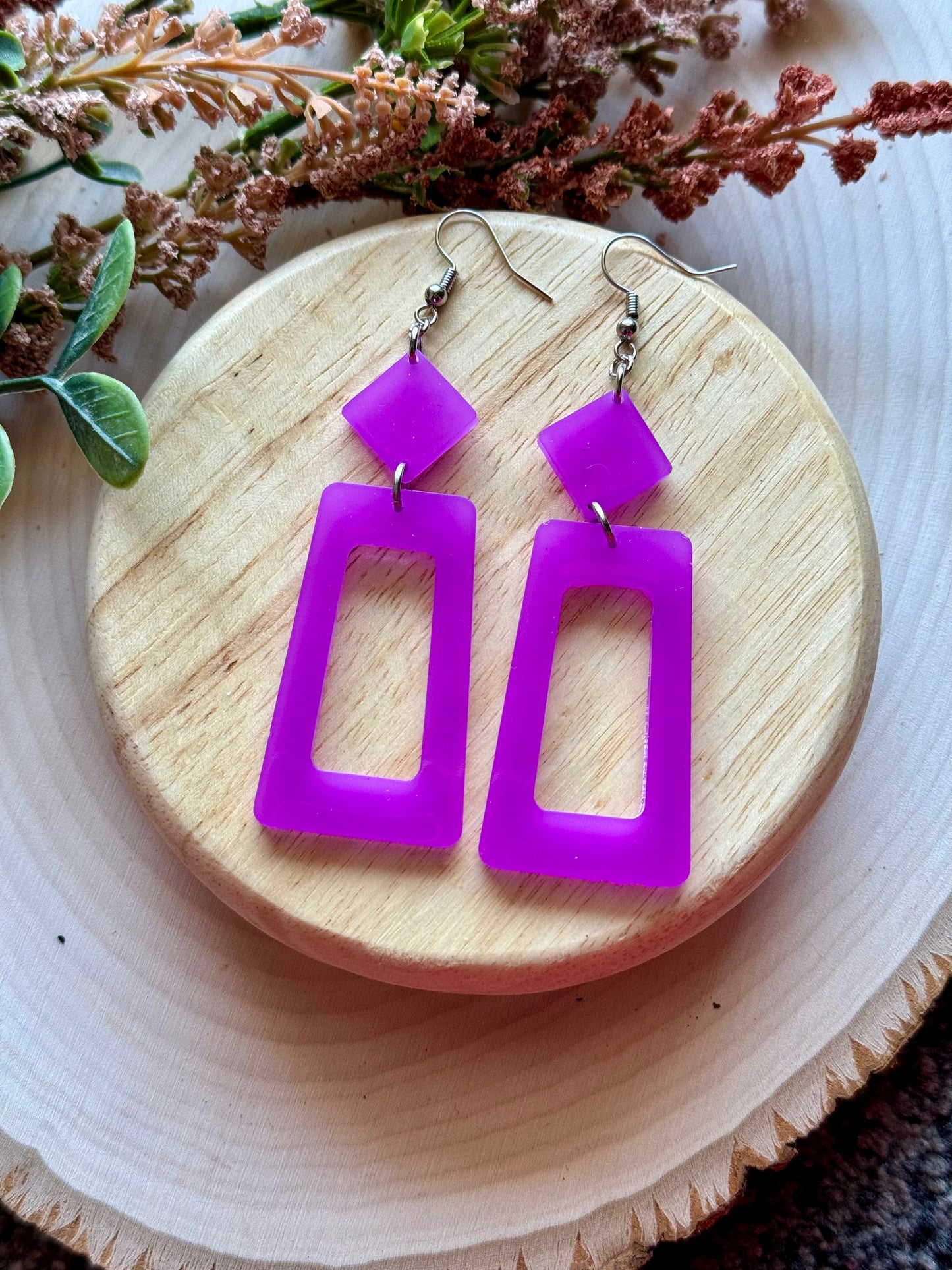 Purple Resin Earrings