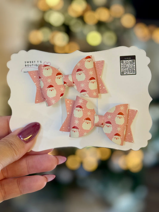 Small Leather Pink Santa Piggies