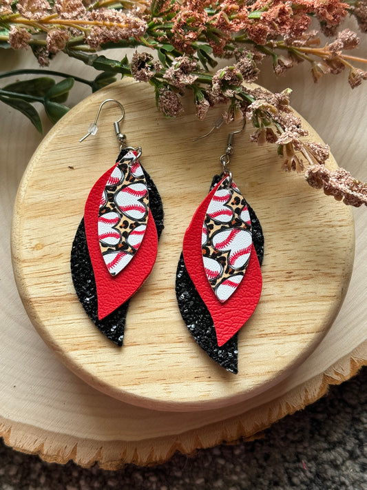 Baseball Feather Earrings