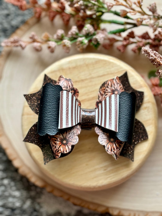 Brown Floral Sassafras Bow