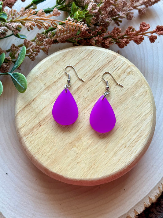 Purple Mini Teardrop Resin Earrings