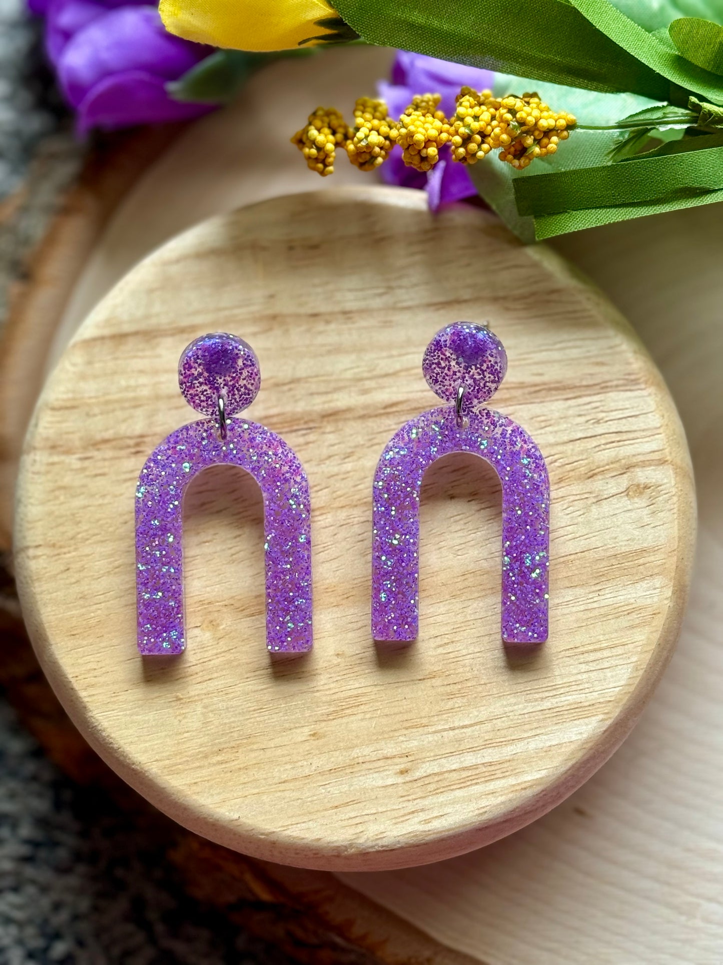 Lavender Rainbow Resin Earrings