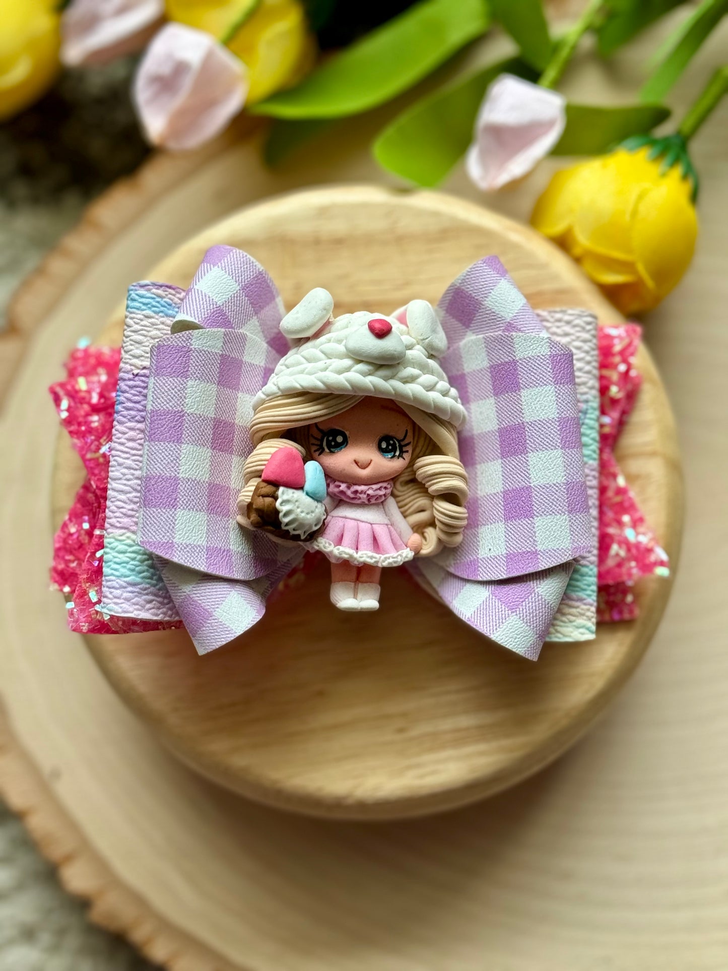 Blonde Bunny Clay Bow