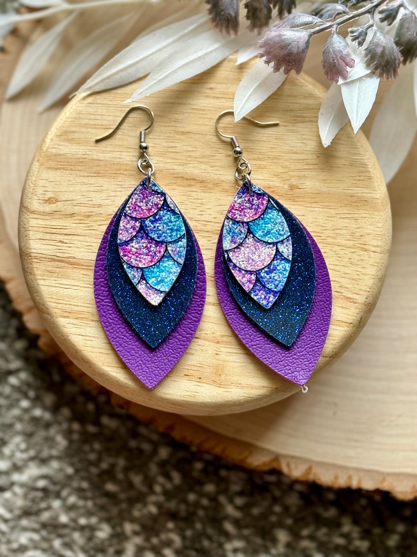 Mermaid Scale Leaf Earrings