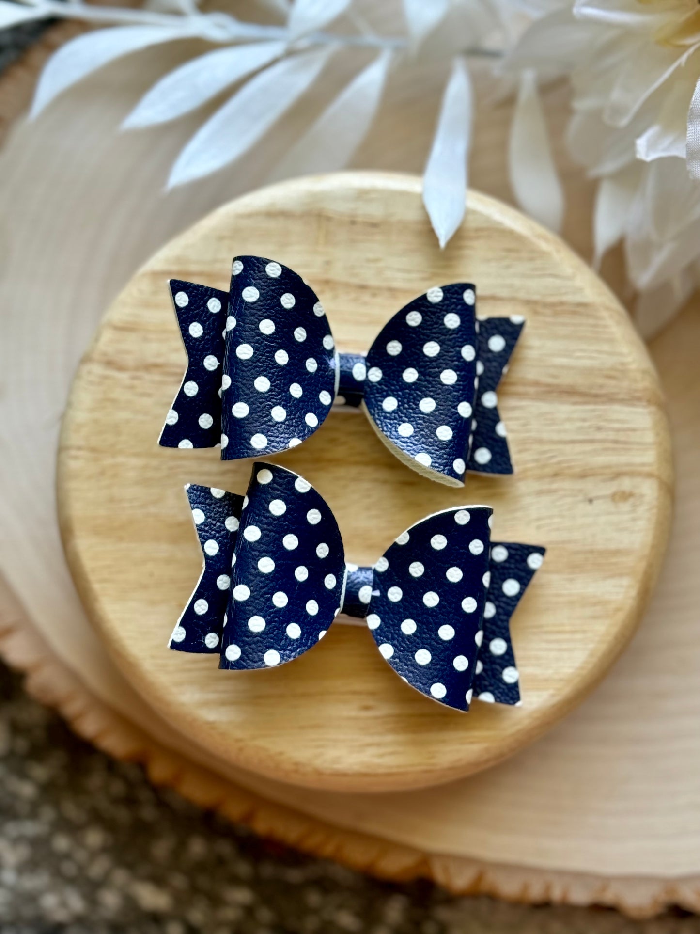 Small Leather Navy Dot Piggies