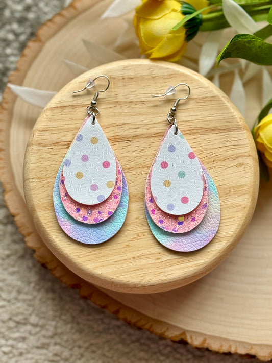 Pastel Dot Teardrop Earrings