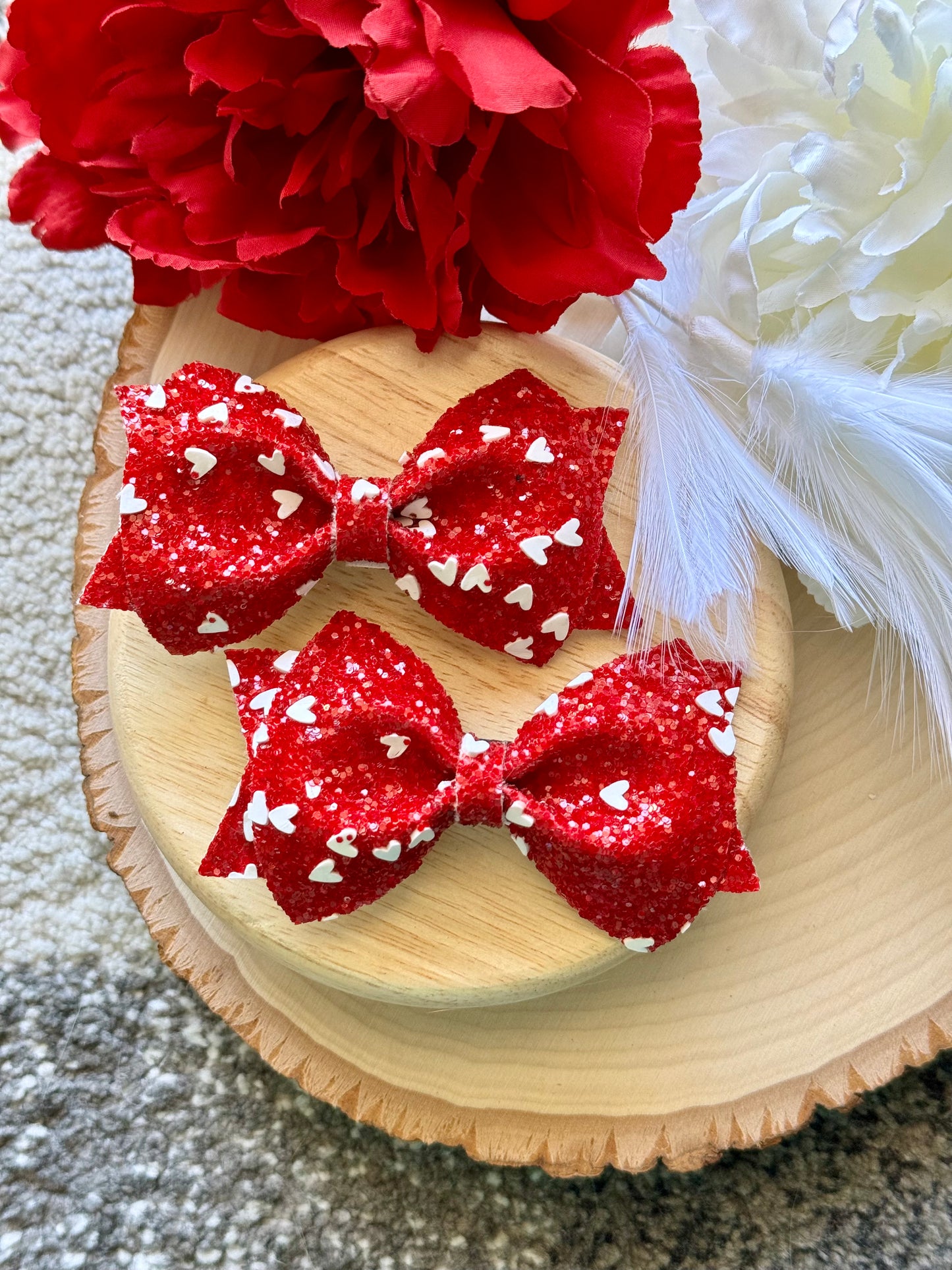 Large Leather Red Glitter Heart Piggies