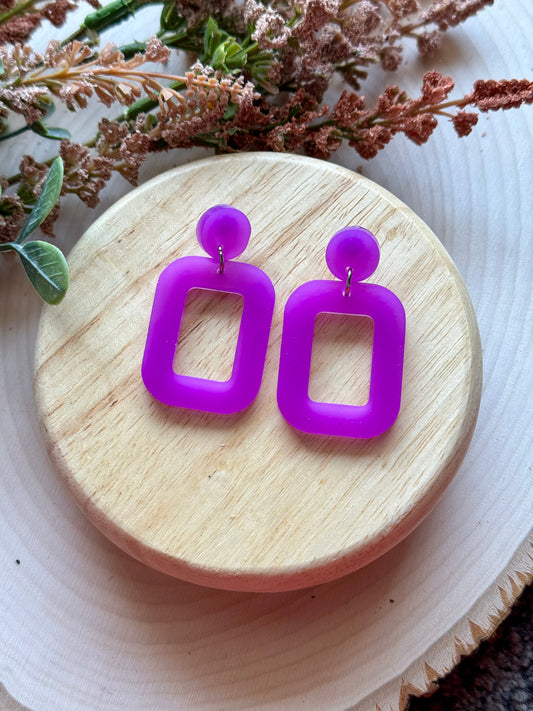 Purple Resin Square Earrings