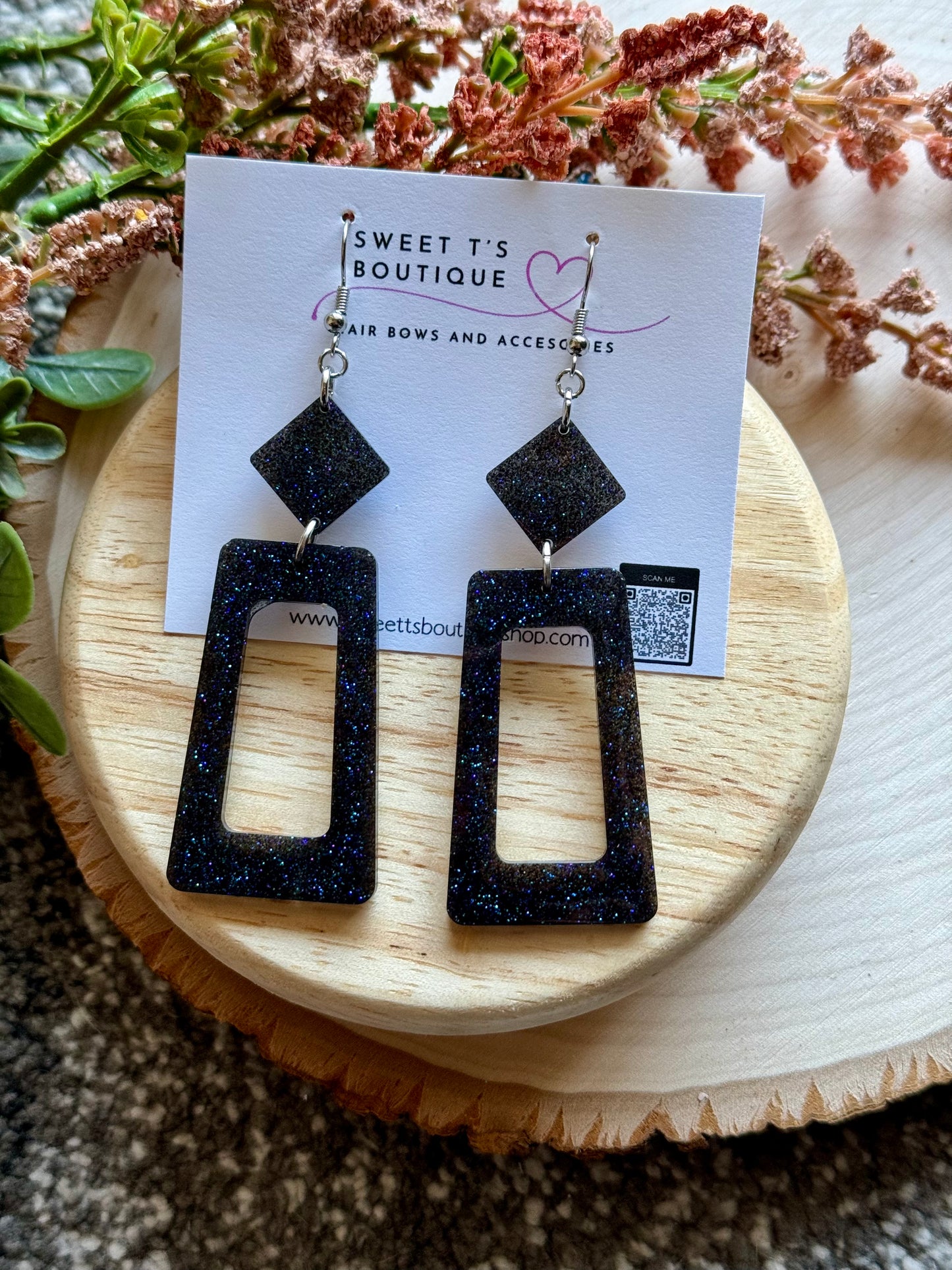 Oopsie Blue Glitter Resin Earrings