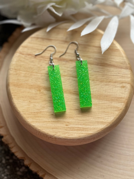 Bright green Bar Dangle Earrings