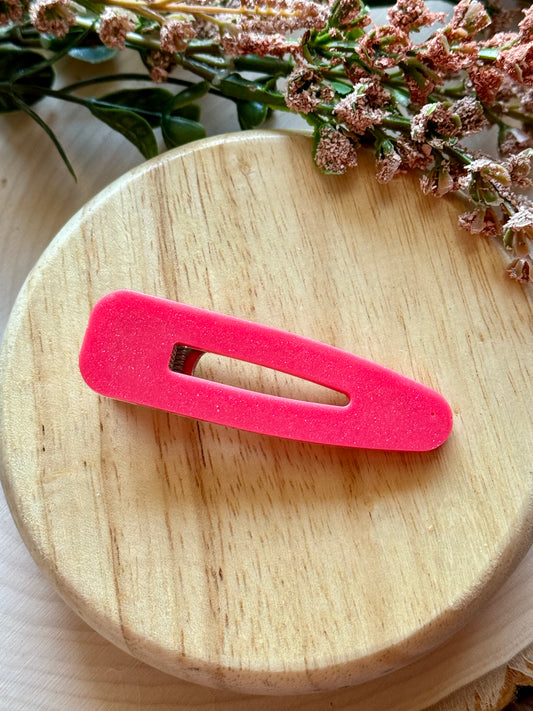 Bright Pink Shimmer Resin Clip