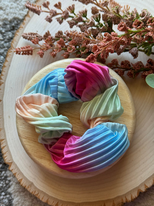 Rainbow Ombré Silk Scrunchie